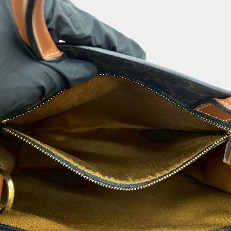 Pre Owned Celine Brown Small Triomphe Coated Canvas Vertical Cabas Tote