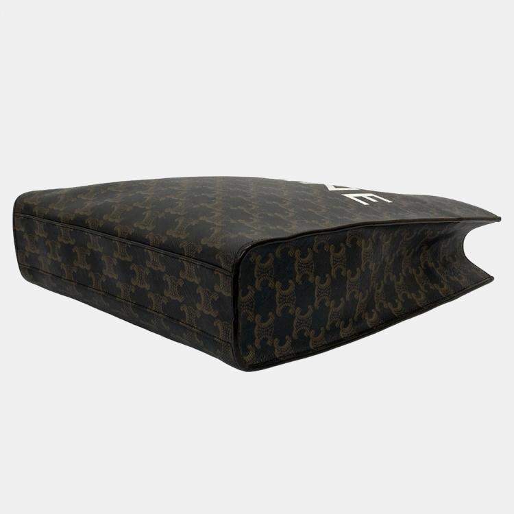 Pre Owned Celine Brown Small Triomphe Coated Canvas Vertical Cabas Tote