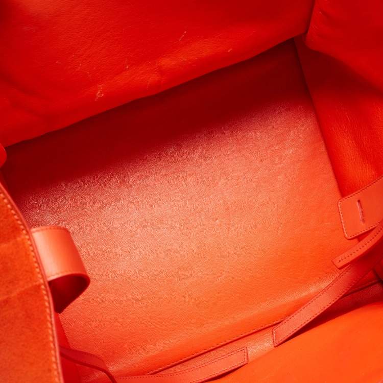 Pre Owned Celine Phantom Luggage Medium Orange Suede Tote