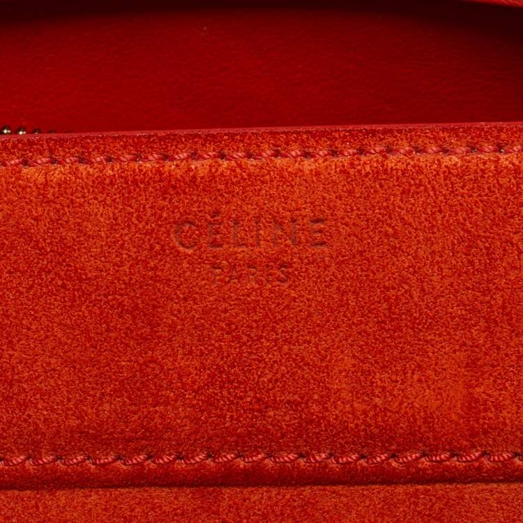 Pre Owned Celine Phantom Luggage Medium Orange Suede Tote