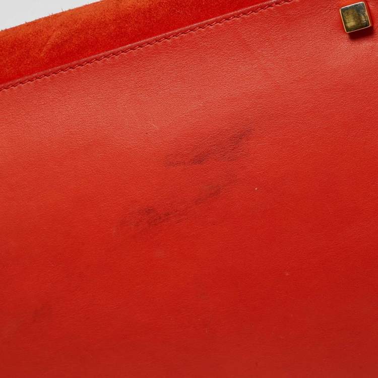 Pre Owned Celine Phantom Luggage Medium Orange Suede Tote