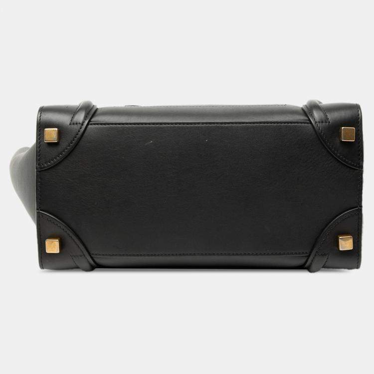 Pre Owned Celine Black Micro Smooth Calfskin Luggage Tote