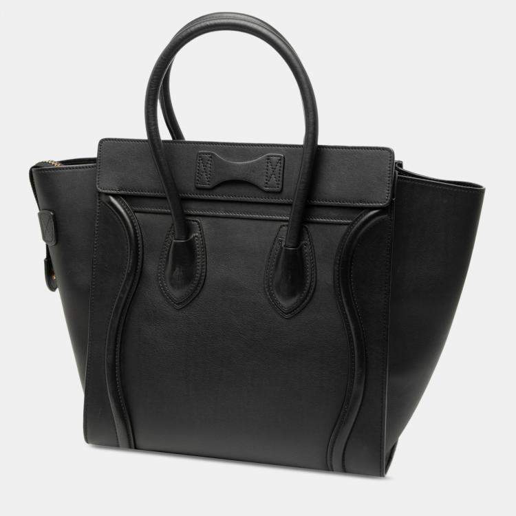 Pre Owned Celine Black Micro Smooth Calfskin Luggage Tote