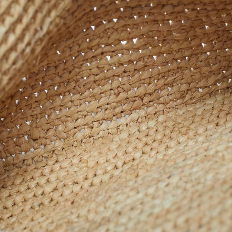 Pre Owned Celine Triomphe Zip Brown/Natural Raffia and Leather Pouch