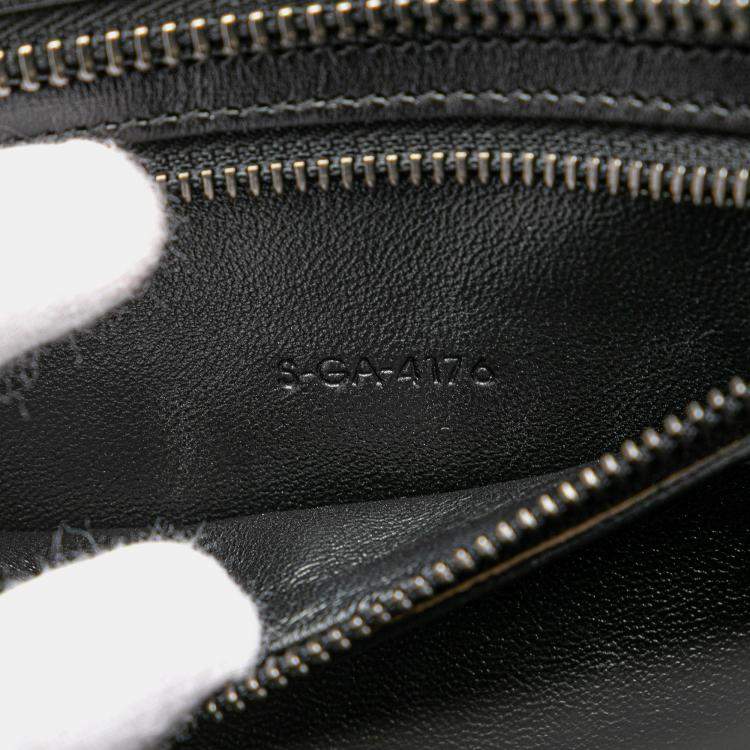 Pre Owned Celine Black Brown Micro Bicolor Leather Trimmed Canvas Luggage Tote