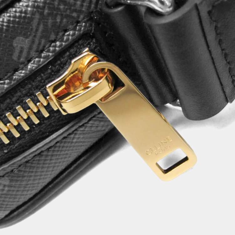 Pre Owned Celine Triomphe Medium Coated Canvas Leather Messenger Bag Brown