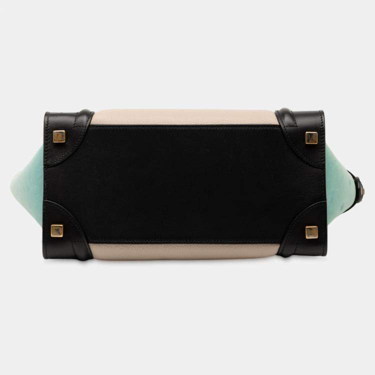 Pre Owned Celine Brown Micro Tricolor Leather Luggage Tote