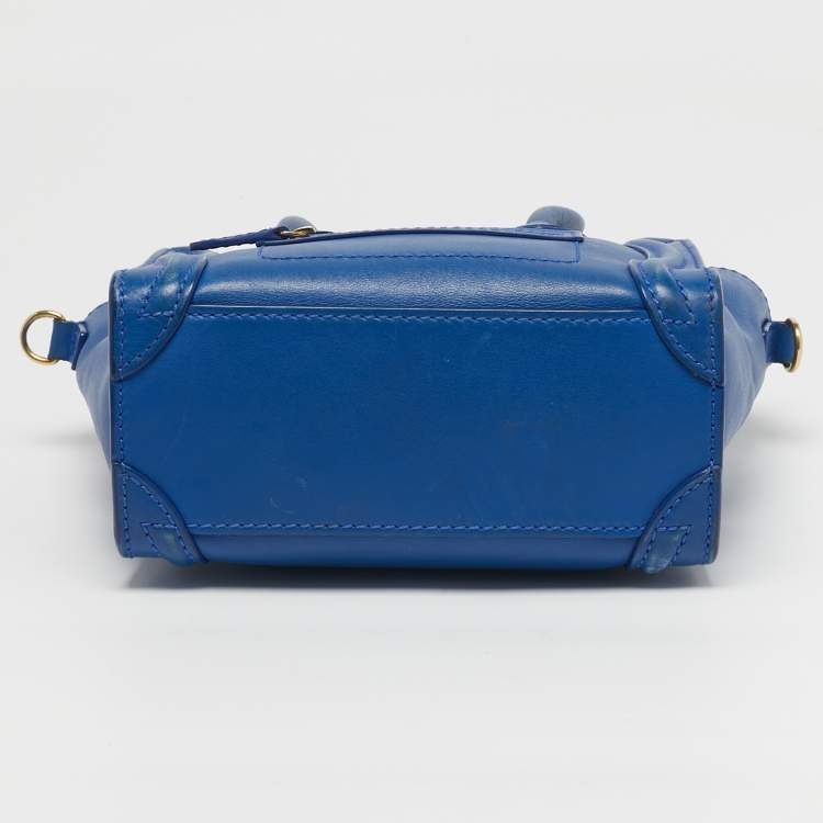 Pre Owned Celine Luggage Nano Blue Leather Tote