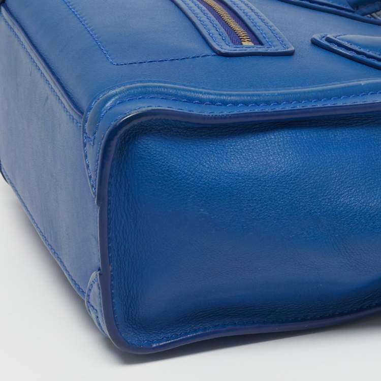 Pre Owned Celine Luggage Nano Blue Leather Tote