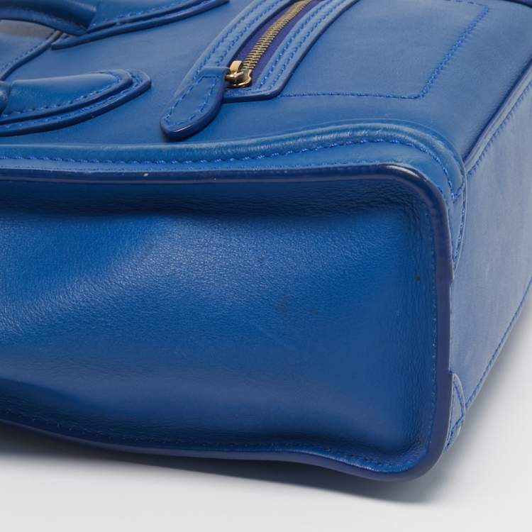 Pre Owned Celine Luggage Nano Blue Leather Tote