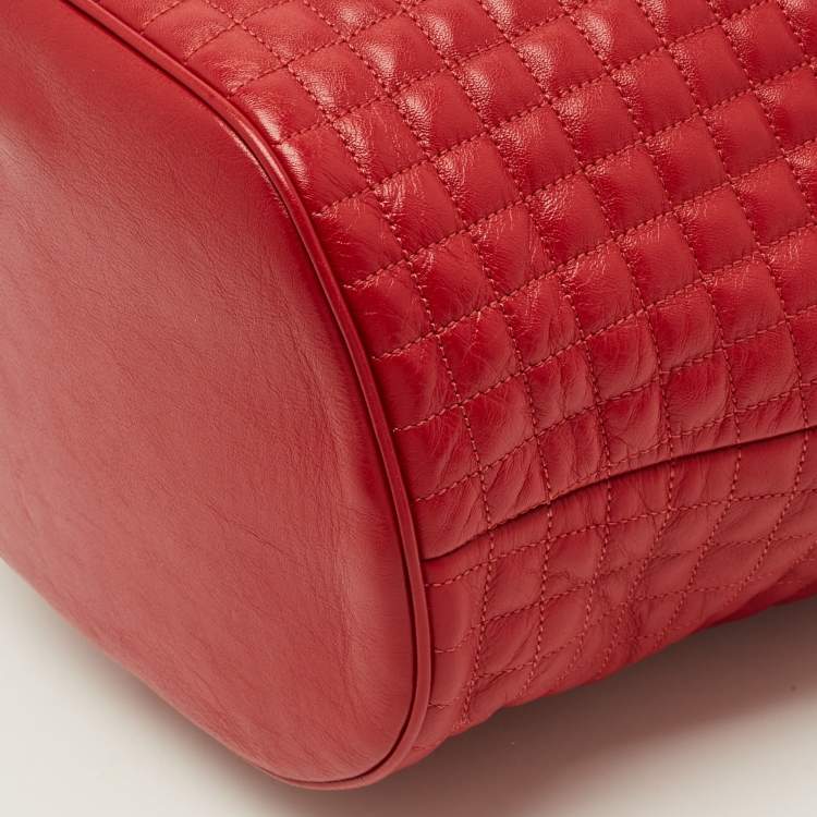 Pre Owned Celine Red Quilted Leather Drawstring Backpack