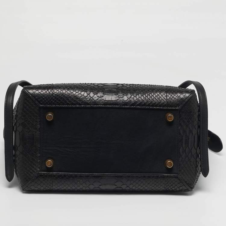 Pre Owned Celine Belt  Mini Black Python and Leather Top Handle Bag