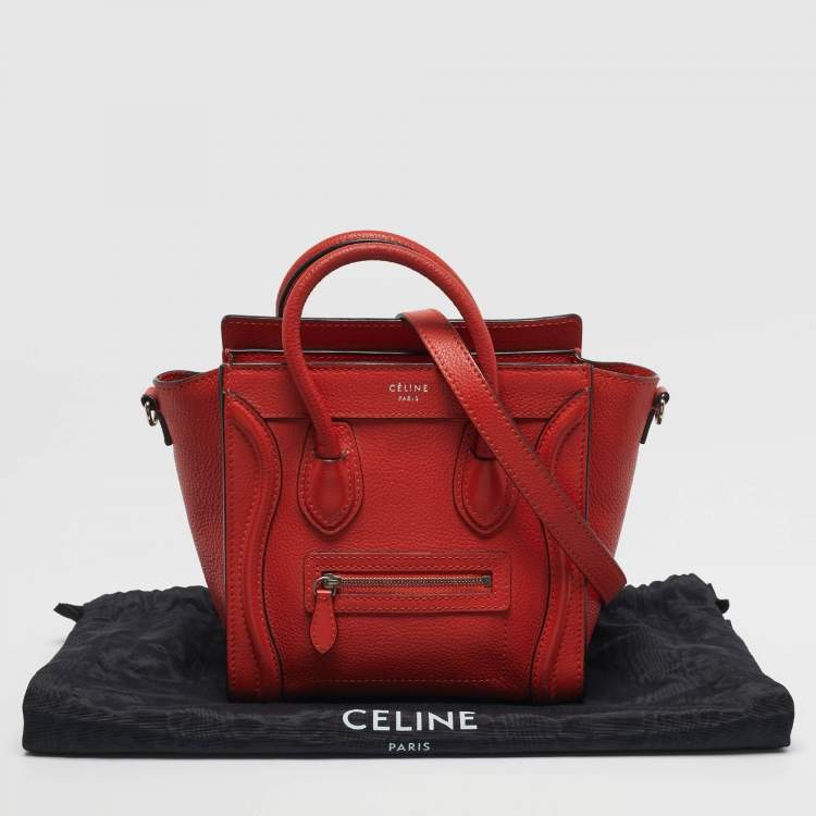 Pre Owned Celine Nano luggage Orange Leather Tote