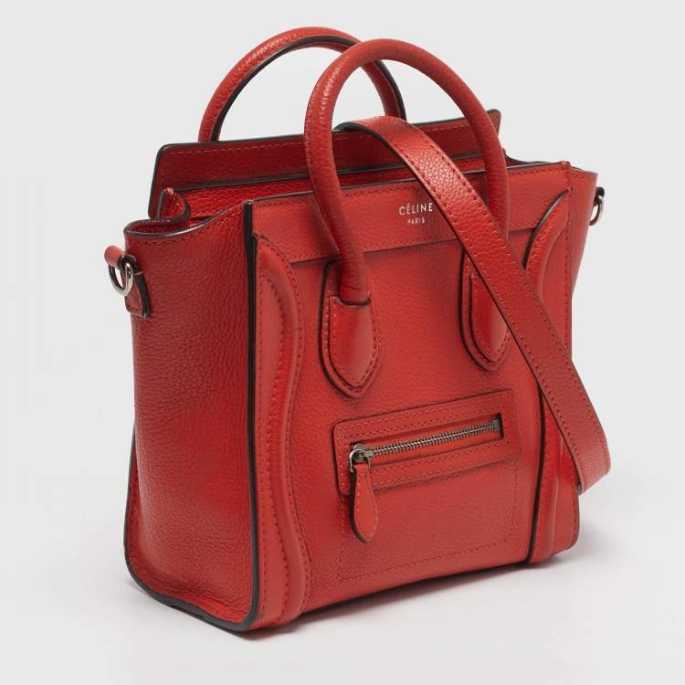 Pre Owned Celine Nano luggage Orange Leather Tote