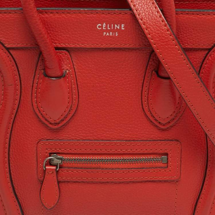 Pre Owned Celine Nano luggage Orange Leather Tote