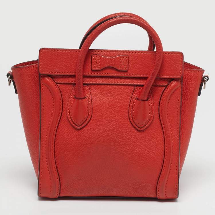 Pre Owned Celine Nano luggage Orange Leather Tote