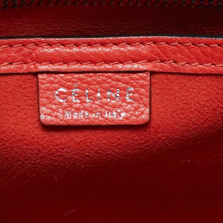 Pre Owned Celine Nano luggage Orange Leather Tote