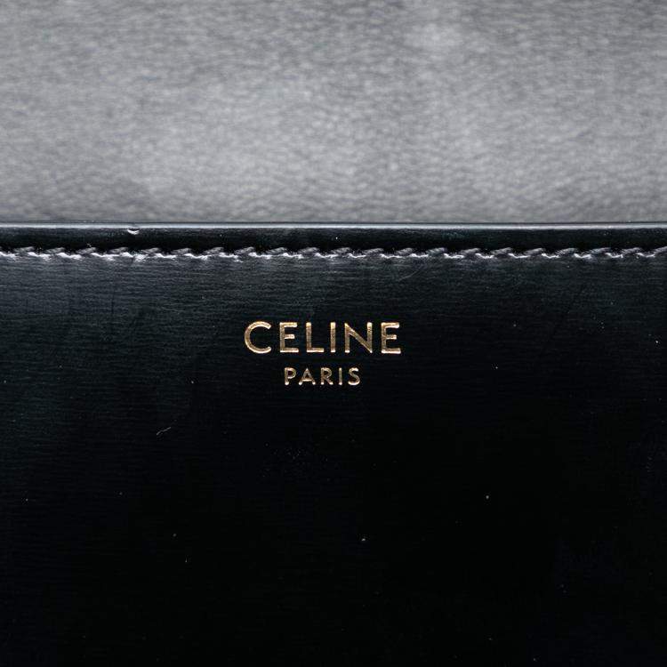 Pre Owned Celine Black Smooth Calfskin Cuir Triomphe Chain Shoulder Bag