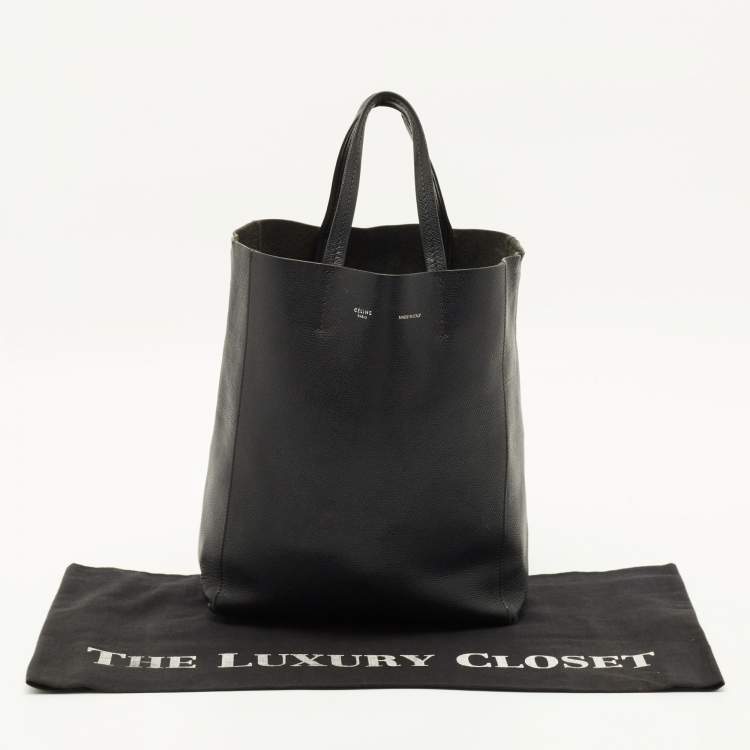 Pre Owned Celine Vertical Cabas Small Black Leather Tote