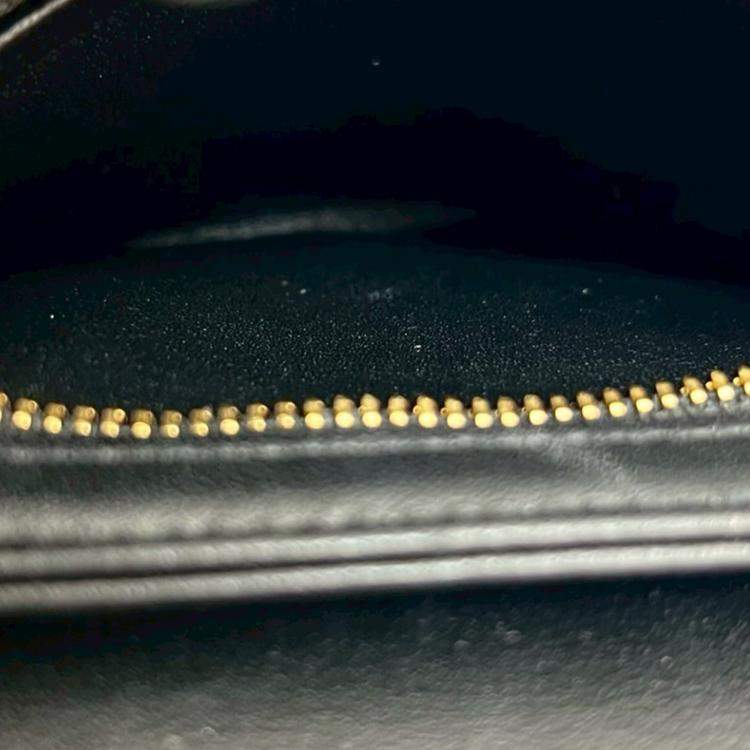 Pre Owned Celine Black Teen Shiny Calfskin Triomphe Besace Clea Chain Crossbody