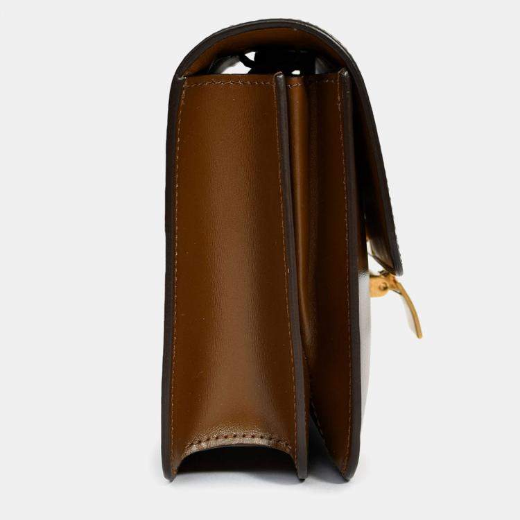Pre Owned Celine Brown Leather Small Box Crossbody Bag