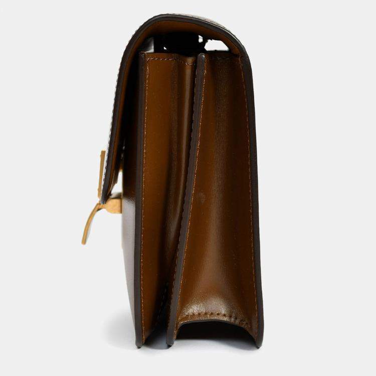 Pre Owned Celine Brown Leather Small Box Crossbody Bag