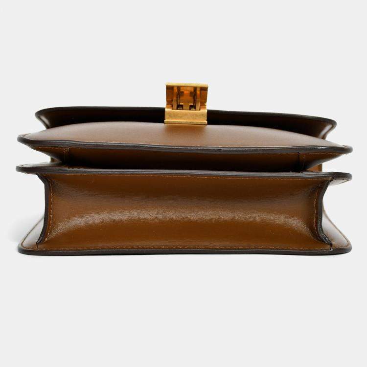 Pre Owned Celine Brown Leather Small Box Crossbody Bag