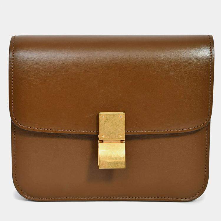 Pre Owned Celine Brown Leather Small Box Crossbody Bag
