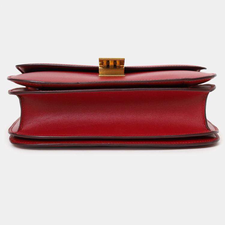 Pre Owned Celine Red Leather Medium Box Bag