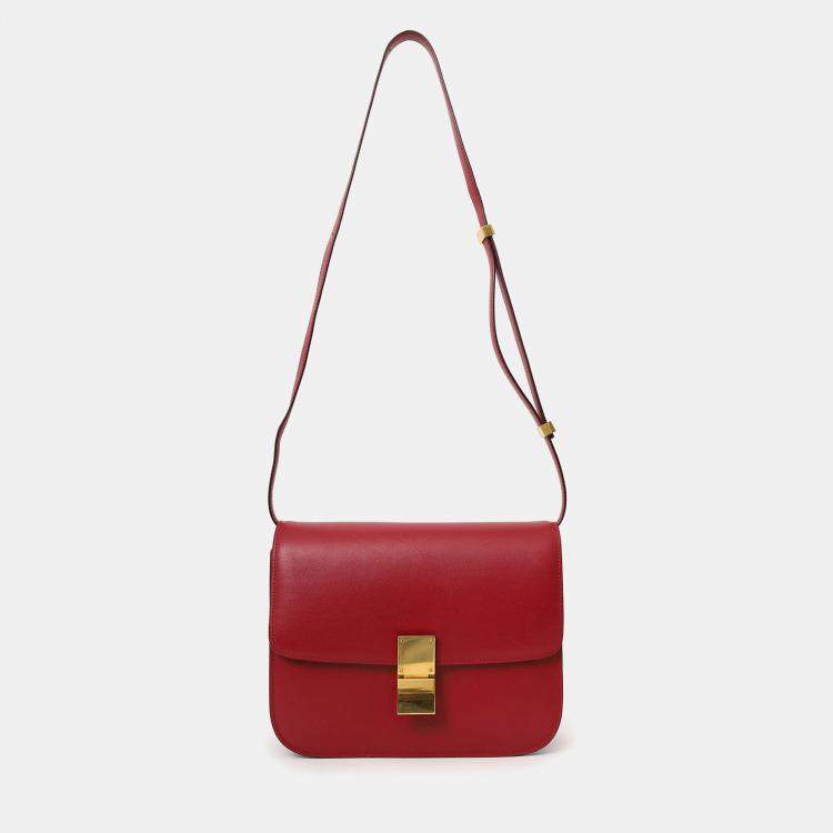 Pre Owned Celine Red Leather Medium Box Bag