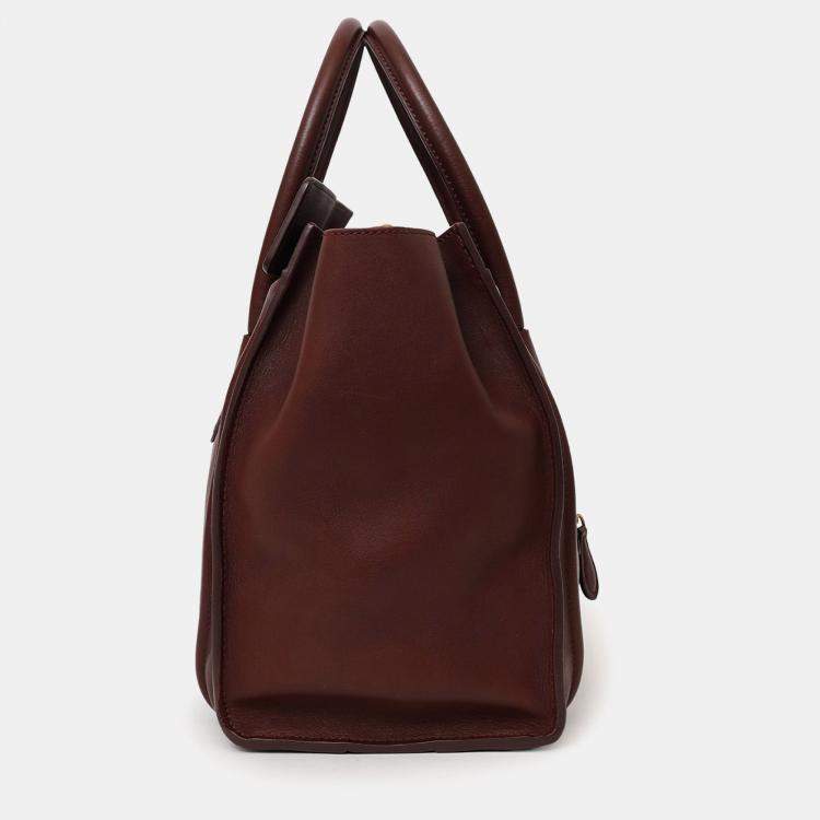 Pre Owned Celine Burgundy Smooth Calfskin Mini Luggage Tote