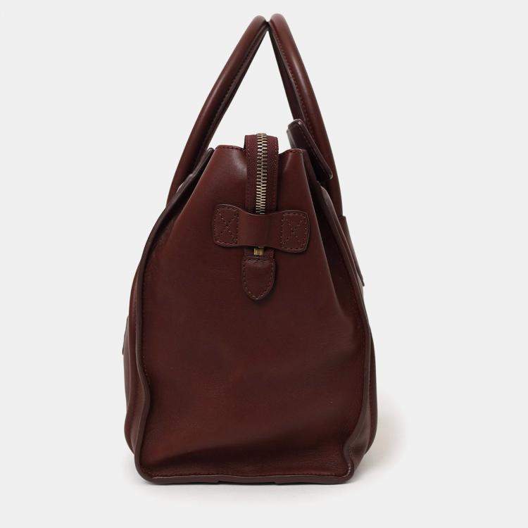 Pre Owned Celine Burgundy Smooth Calfskin Mini Luggage Tote
