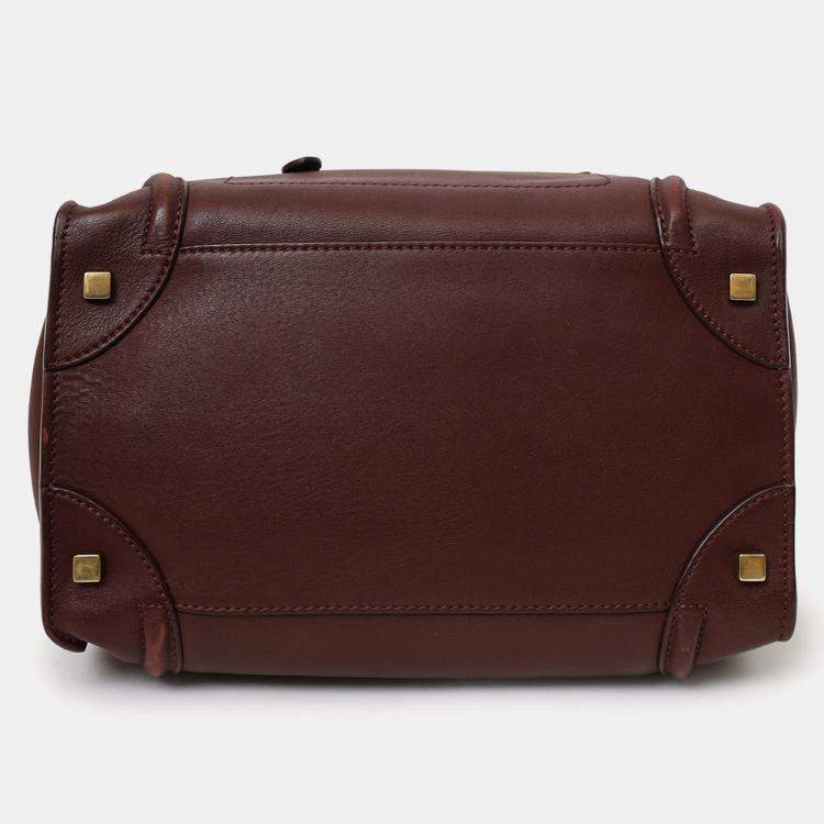 Pre Owned Celine Burgundy Smooth Calfskin Mini Luggage Tote