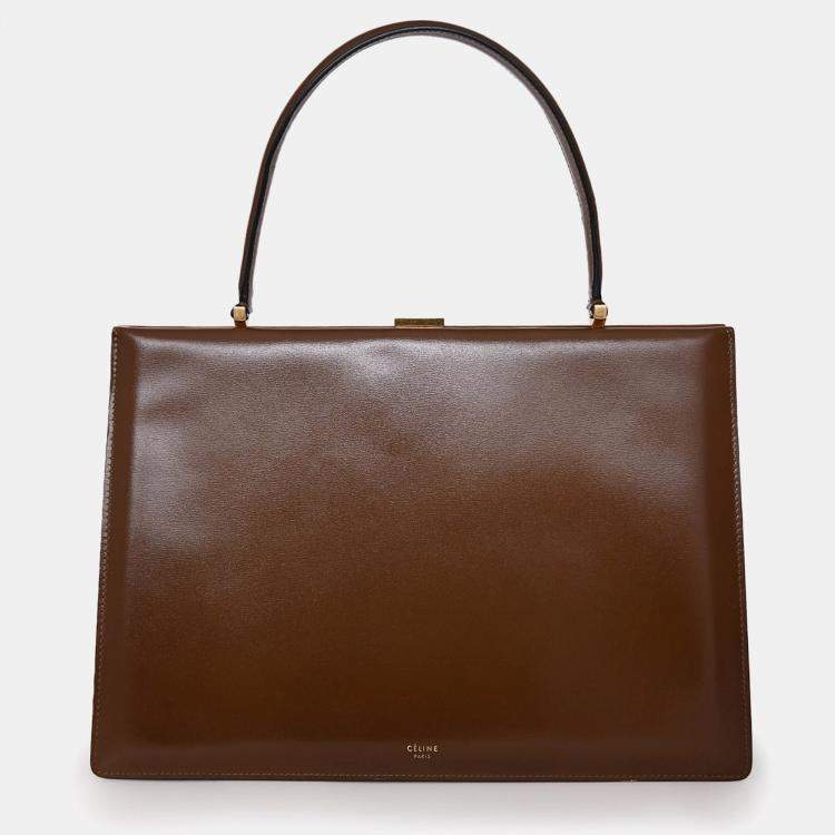 Pre Owned Celine 2017 Brown Leather Medium Clasp Bag