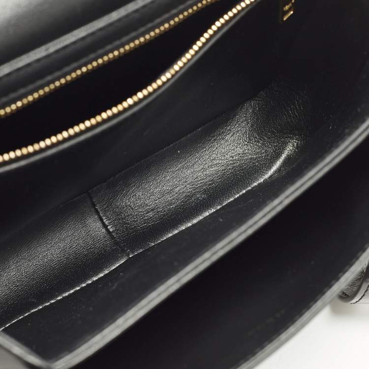 Pre Owned Celine Triomphe Teen Black Shiny Leather Shoulder Bag