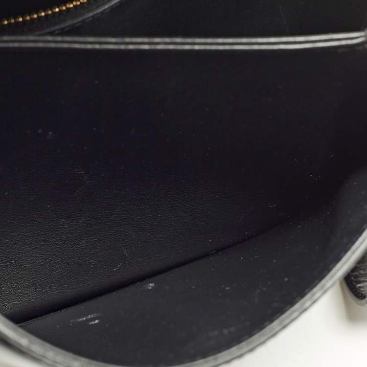 Pre Owned Celine Triomphe Teen Black Shiny Leather Shoulder Bag