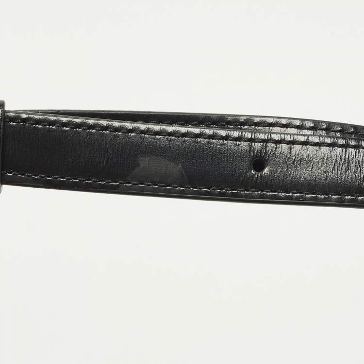 Pre Owned Celine Triomphe Teen Black Shiny Leather Shoulder Bag