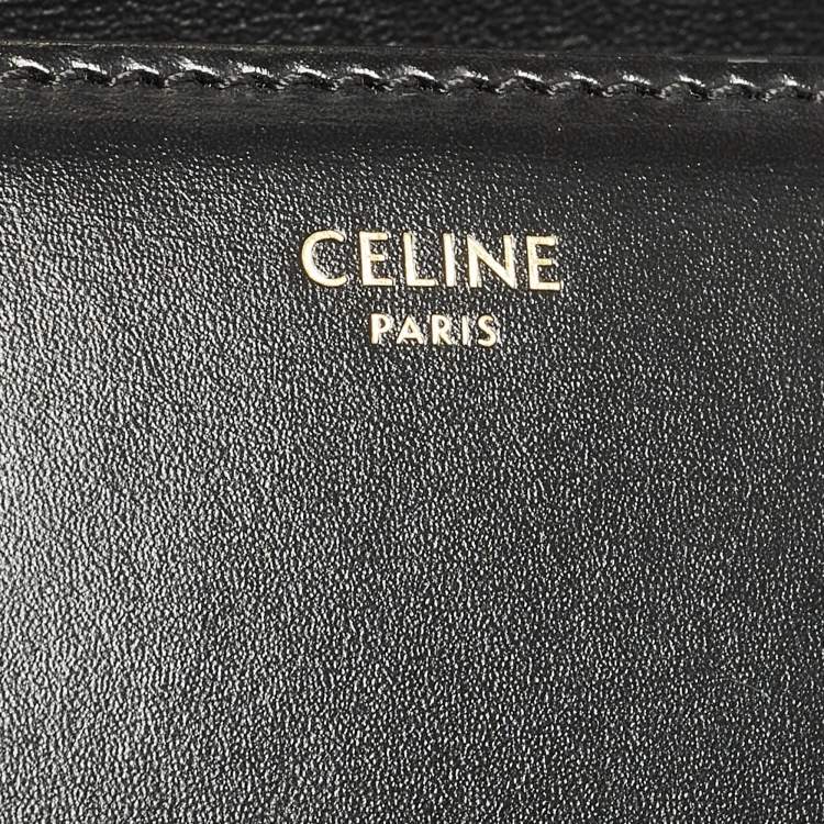 Pre Owned Celine Triomphe Teen Black Shiny Leather Shoulder Bag