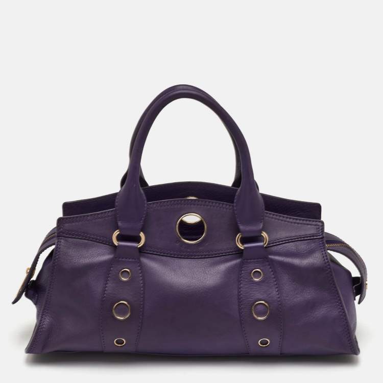 Pre Owned Celine Vintage Purple Leather Satchel