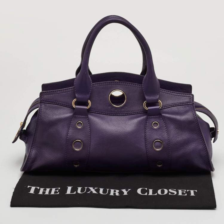 Pre Owned Celine Vintage Purple Leather Satchel