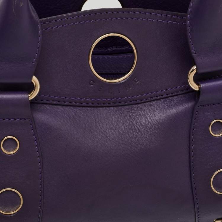 Pre Owned Celine Vintage Purple Leather Satchel
