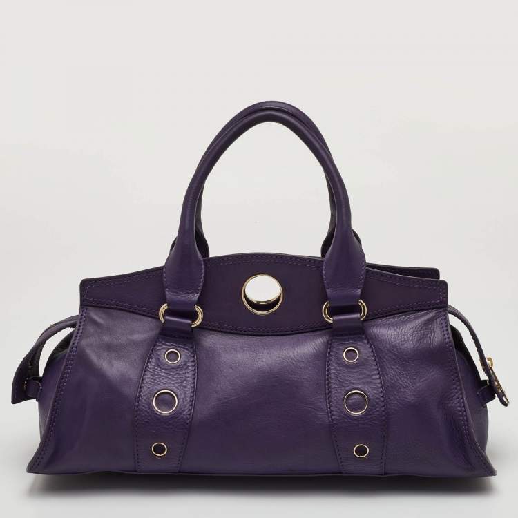 Pre Owned Celine Vintage Purple Leather Satchel