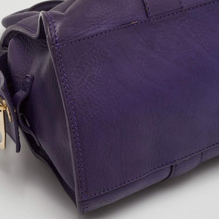 Pre Owned Celine Vintage Purple Leather Satchel