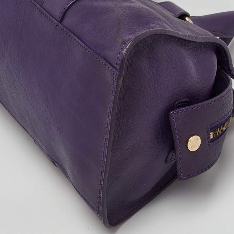 Pre Owned Celine Vintage Purple Leather Satchel