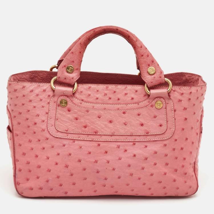Pre Owned Celine Boogie Pink Ostrich Tote