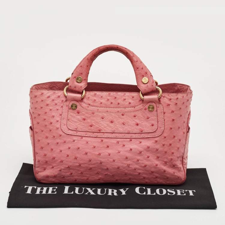 Pre Owned Celine Boogie Pink Ostrich Tote