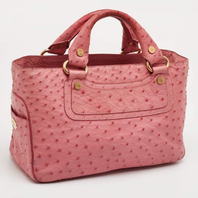 Pre Owned Celine Boogie Pink Ostrich Tote