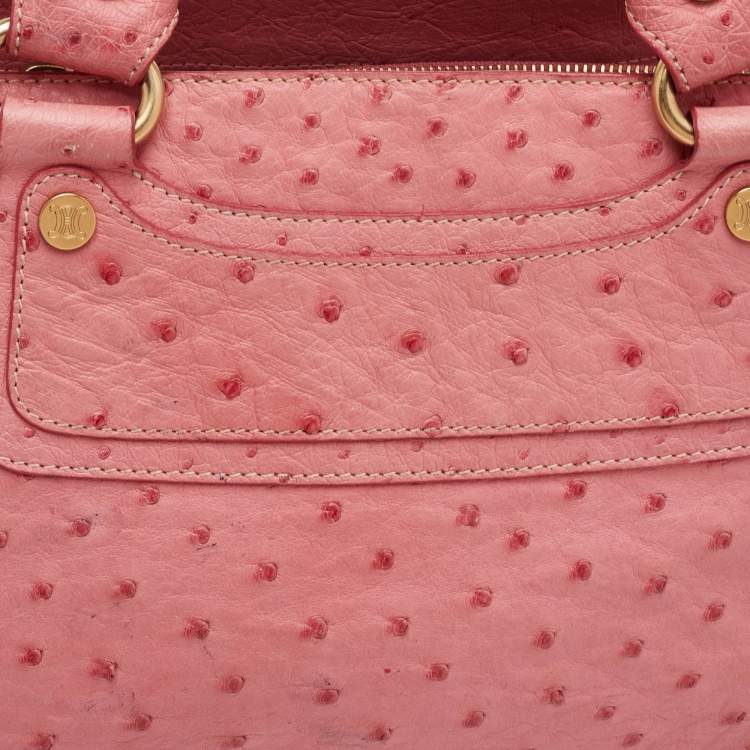 Pre Owned Celine Boogie Pink Ostrich Tote