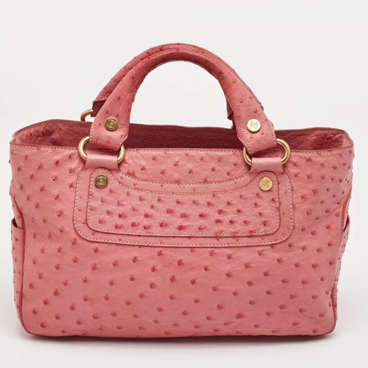 Pre Owned Celine Boogie Pink Ostrich Tote