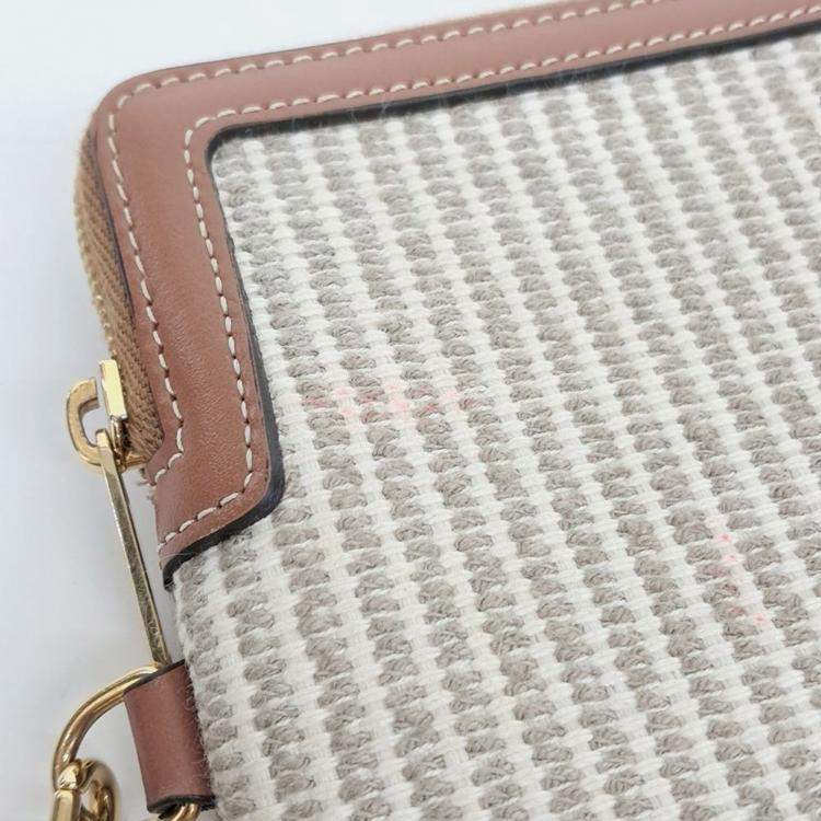 Pre Owned Celine Beige Brown Fabric and Leather Triumph Clutch